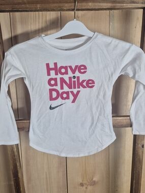 Nike Kids' 'Have a Nike Day' Long-Sleeve Tee - White/Pink
